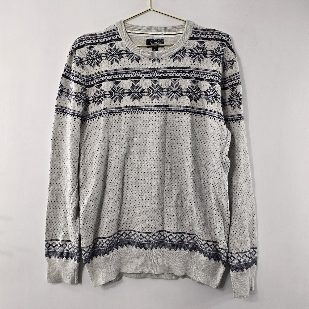 Retreat Wool Cotton Fair Isle Nordic Scandi Scandinavian Sweater Mens Size M